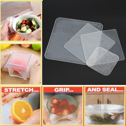 4pcs Multifunctional Food Fresh Reusable Wraps