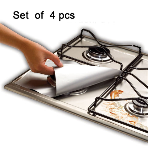 4PCS Non-Stick Heat Resistance Fiber Glass Cloth Stove Top Covers Reusable